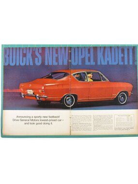 Print Ad Buick 1965 Opel Kadett Sporty Fastback Auto General Motors Vintage 2 PG